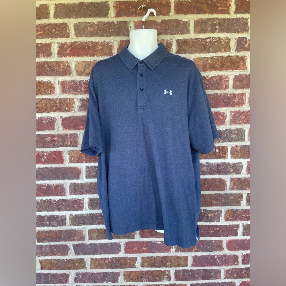 Men’s Blue Navy Heather Under Armour HeatGear Collared Shirt Size 3XL Loose Fit